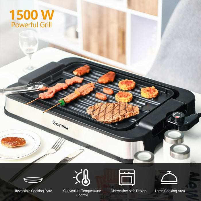 Electric Griddle, 2-in-1 Indoor Grill Smokeless Coated Non-stick