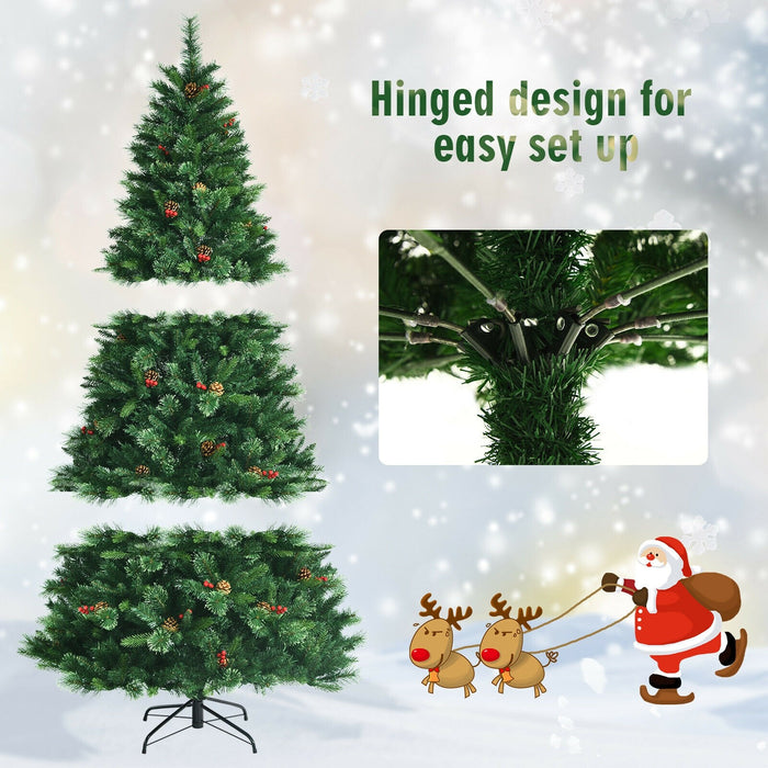 7 Feet Pre Lit Christmas Spruce Tree with 1198 Tips and 500 Lights