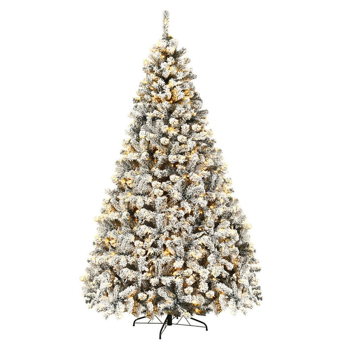 Pre Lit Premium Snow Flocked Hinged Artificial Christmas Tree