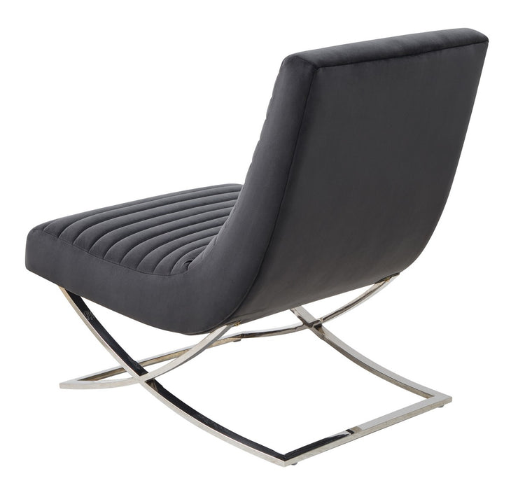 Ramsay Tufted Velvet Accent Chair/ Dark Grey