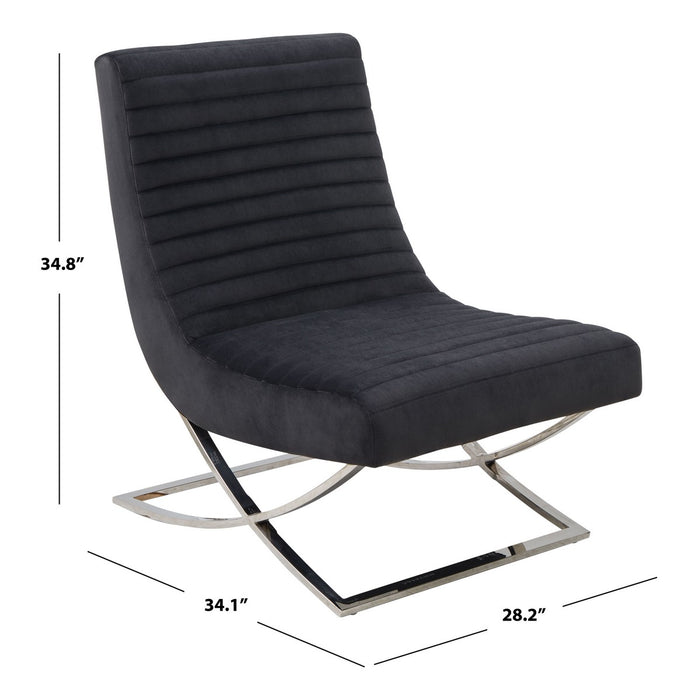 Ramsay Tufted Velvet Accent Chair/ Dark Grey