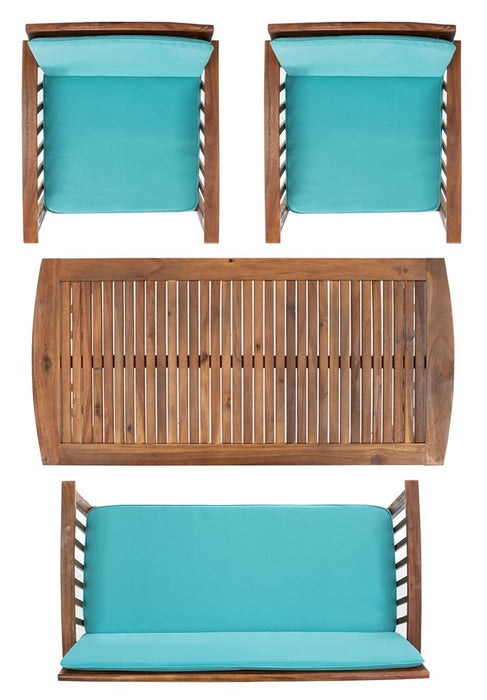 Rocklin 4 Pc Outdoor Set/Aqua Cushion