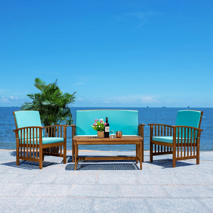 Rocklin 4 Pc Outdoor Set/Aqua Cushion