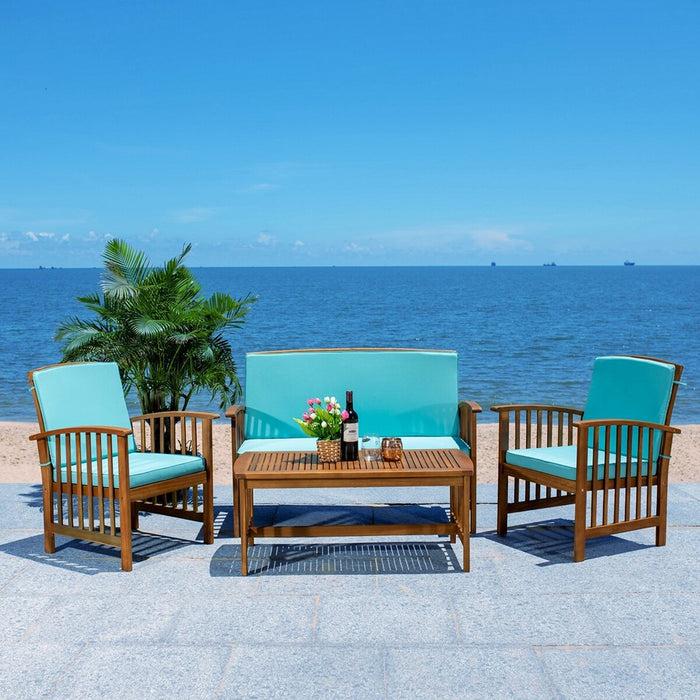Rocklin 4 Pc Outdoor Set/Aqua Cushion