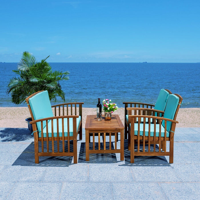 Rocklin 4 Pc Outdoor Set/Aqua Cushion