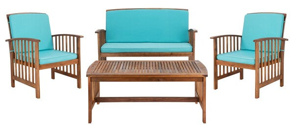 Rocklin 4 Pc Outdoor Set/Aqua Cushion