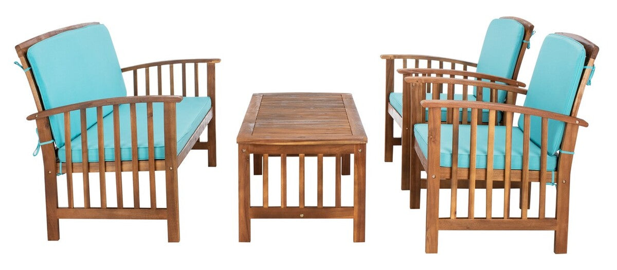 Rocklin 4 Pc Outdoor Set/Aqua Cushion