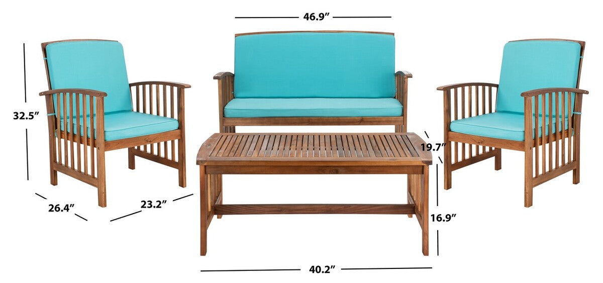 Rocklin 4 Pc Outdoor Set/Aqua Cushion