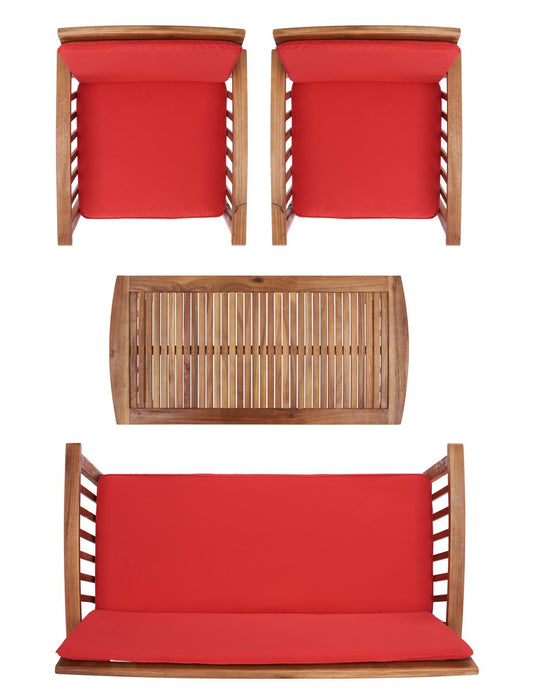 Rocklin 4 Pc Outdoor Set/Red Cushion