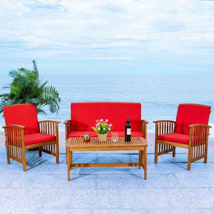 Rocklin 4 Pc Outdoor Set/Red Cushion