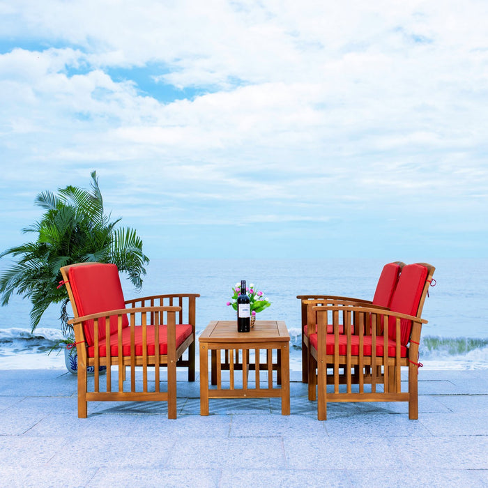 Rocklin 4 Pc Outdoor Set/Red Cushion
