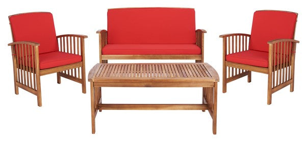 Rocklin 4 Pc Outdoor Set/Red Cushion