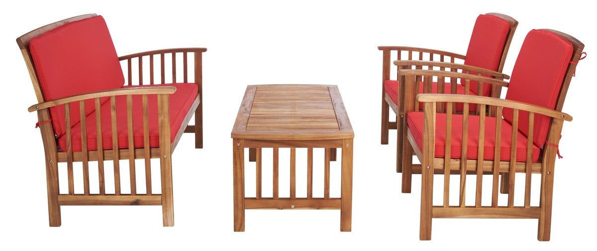 Rocklin 4 Pc Outdoor Set/Red Cushion