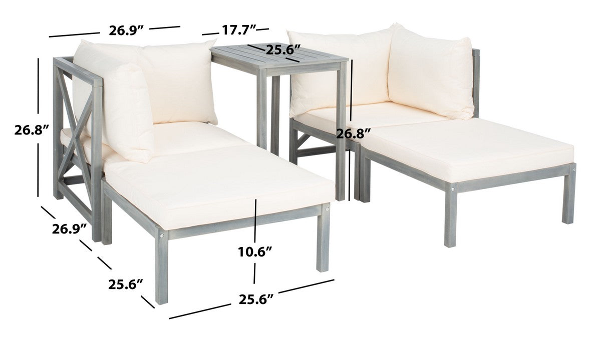 Ronson 5 Pc Sectional Set/Ash Grey