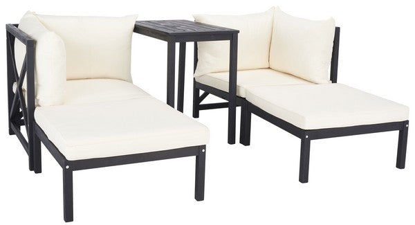 Ronson 5 Pc Sectional Set/Dark Slate Grey / Beige