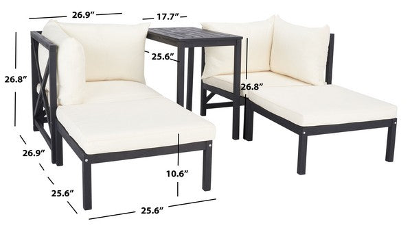 Ronson 5 Pc Sectional Set/Dark Slate Grey / Beige