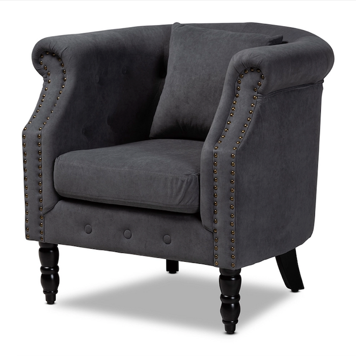 Renessa Upholstered Armchair/Velvet Grey
