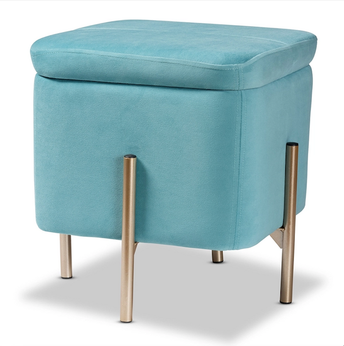 Aleron Storage Ottoman/Light Blue