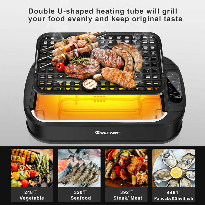 1500W Smokeless Indoor Grill Electric Griddle with Non-stick Cooking Plate  - Costway