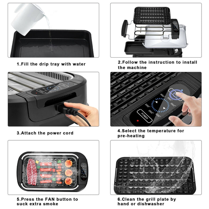 Smokeless Portable BBQ Grill With Turbo Smoke Extractor