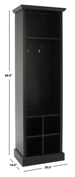 Surrey 6 Shelf 2 Hook Bottom Storage Hall Tree/Black