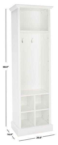 Surrey 6 Shelf 2 Hook Bottom Storage Hall Tree/White