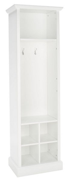 Surrey 6 Shelf 2 Hook Bottom Storage Hall Tree/White