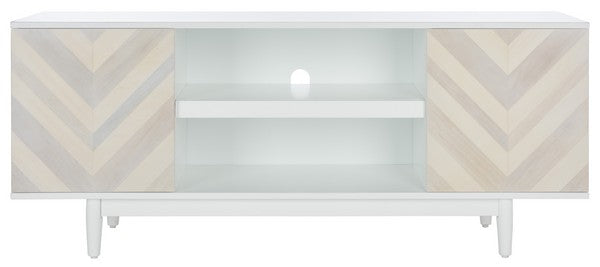 Tay 3 Shelf Patterned Media Stand/ White