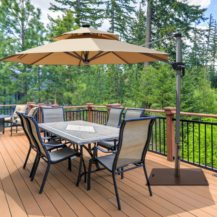 Portable 50 lbs Umbrella Base Stand with Handle and Wheels for Patio Square - Cool Stuff & Accessories