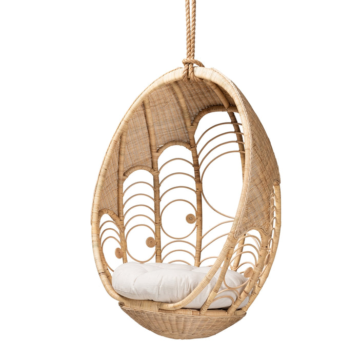 Umika Modern Bohemian Natural Brown Rattan Hanging Chair