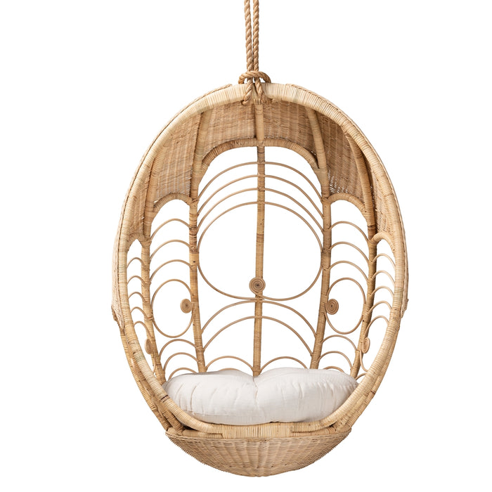 Umika Modern Bohemian Natural Brown Rattan Hanging Chair