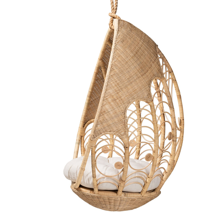 Umika Modern Bohemian Natural Brown Rattan Hanging Chair