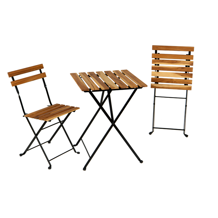 Solid Teak Wood Bistro Set Folding Table And Chair /Navy