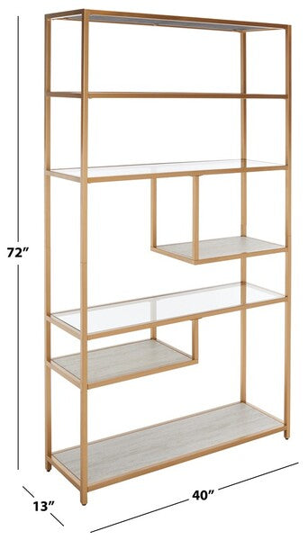 Roiya 6 Shelf Etagere/ Beige/ Gold