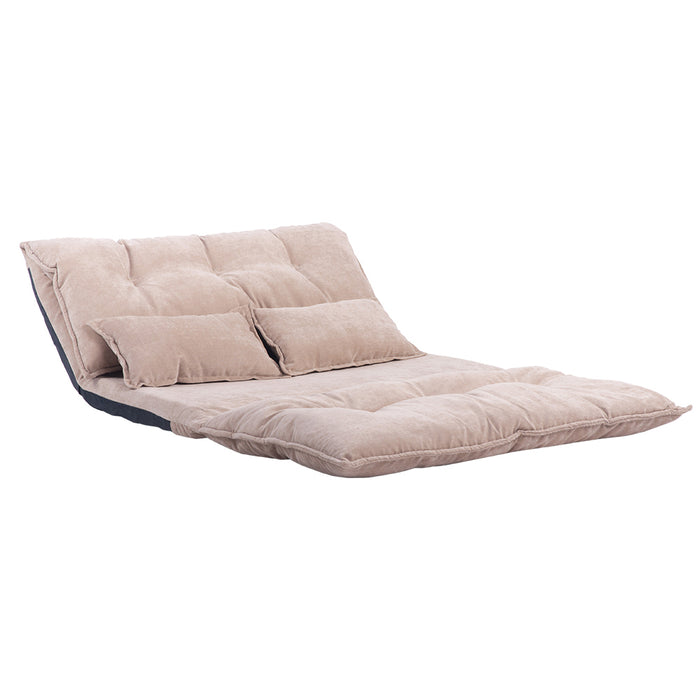 Lazy Adjustable Folding Futon Sofa/ Beige