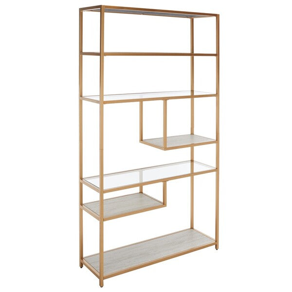 Roiya 6 Shelf Etagere/ Beige/ Gold