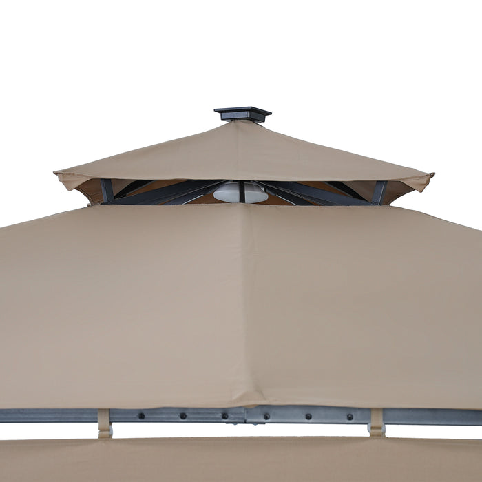 Patio 9. 8ft.L x 9. 8ft.W Gazebo with Extended Side Shed, Brown