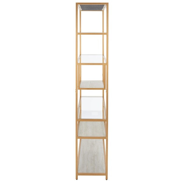Roiya 6 Shelf Etagere/ Beige/ Gold