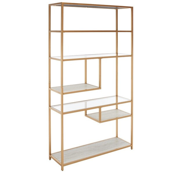 Roiya 6 Shelf Etagere/ Beige/ Gold