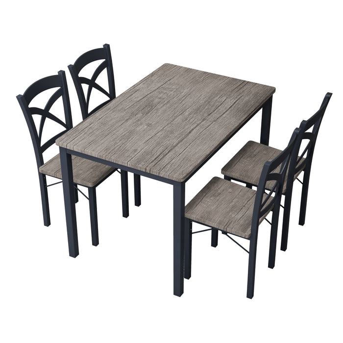 5 Piece Dining Table Set/ Brown Gray