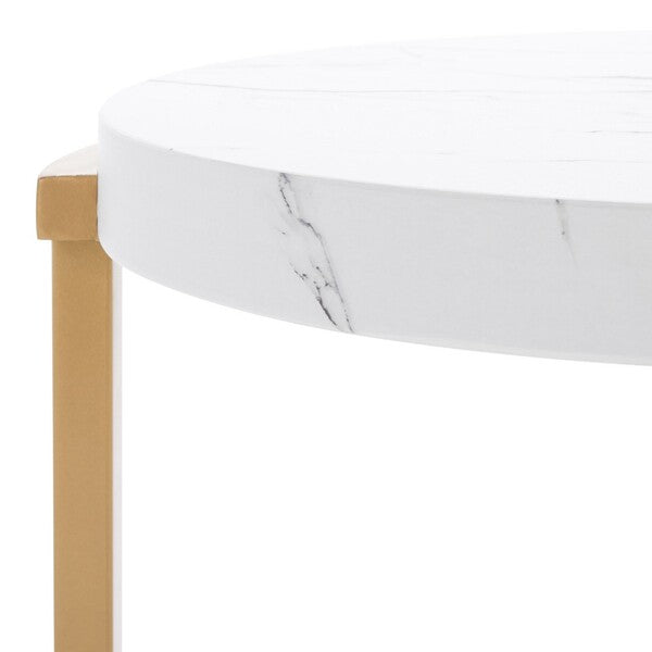 Rosabelle Accent Table/ Faux White Marble/ Gold