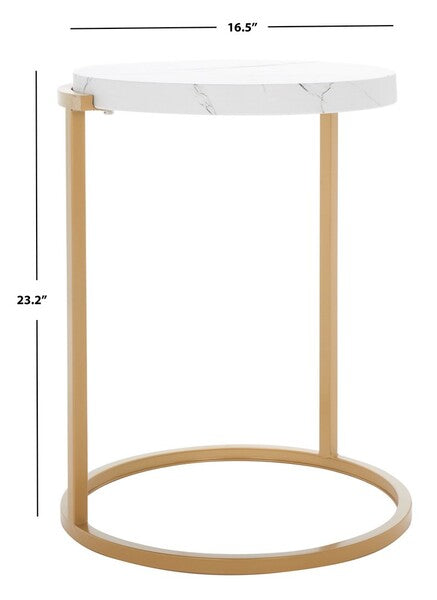 Rosabelle Accent Table/ Faux White Marble/ Gold