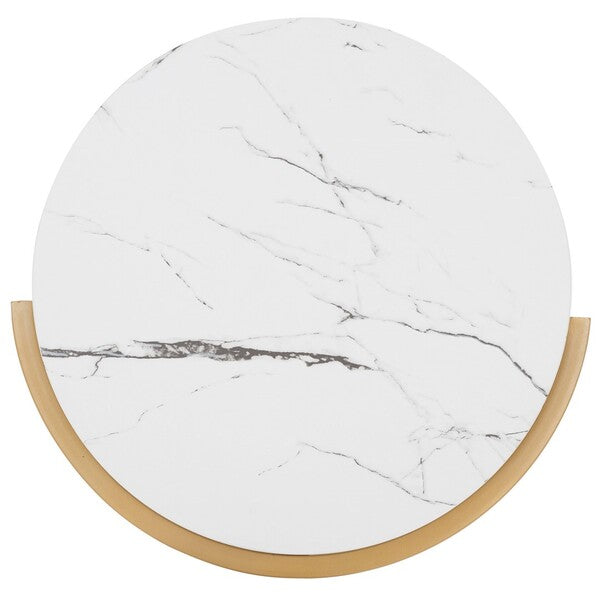 Rosabelle Accent Table/ Faux White Marble/ Gold