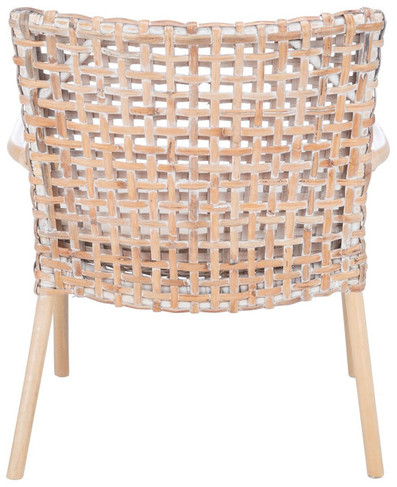 Collette Rattan Accent Chair W / Cushion/Natural White Wash/White - Cool Stuff & Accessories