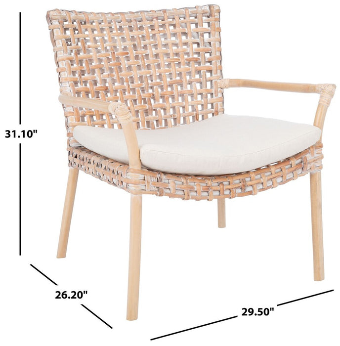 Collette Rattan Accent Chair W / Cushion/Natural White Wash/White - Cool Stuff & Accessories