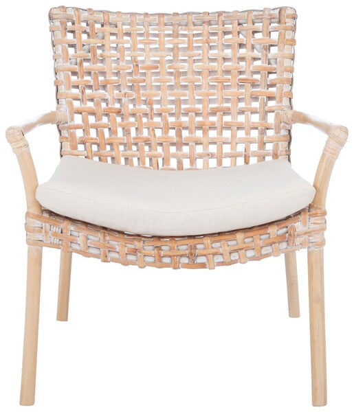 Collette Rattan Accent Chair W / Cushion/Natural White Wash/White - Cool Stuff & Accessories