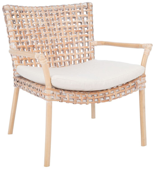 Collette Rattan Accent Chair W / Cushion/Natural White Wash/White - Cool Stuff & Accessories