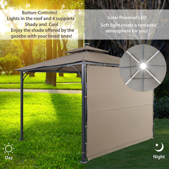 Patio 9. 8ft.L x 9. 8ft.W Gazebo with Extended Side Shed, Brown
