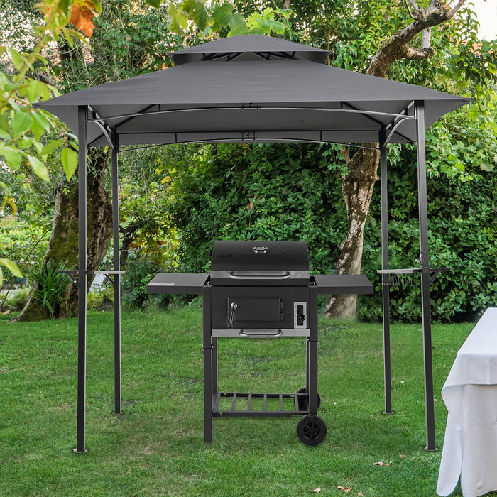Outdoor Grill Gazebo 8 x 5 Ft Shelter Tent/Grey