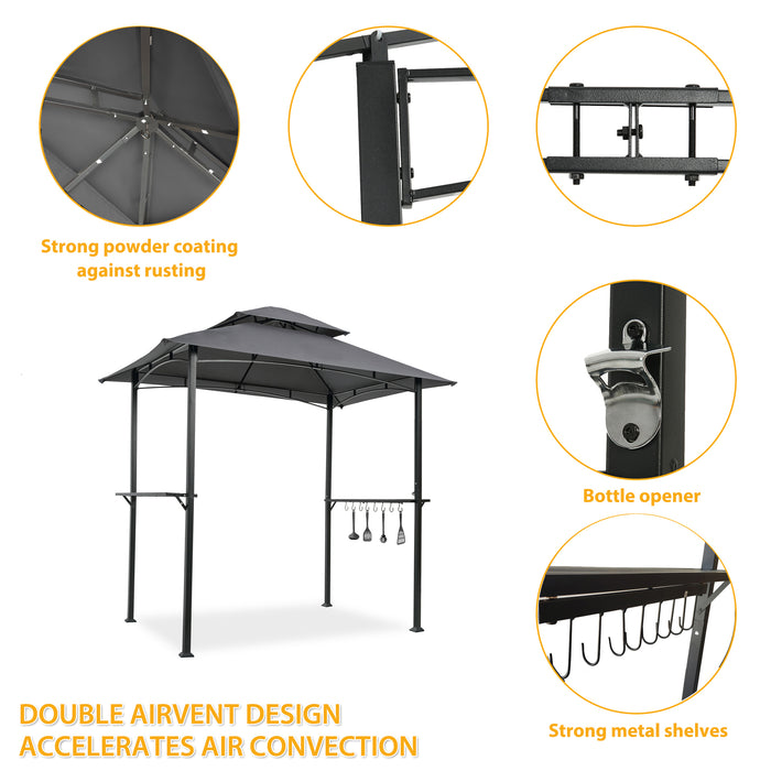 Outdoor Grill Gazebo 8 x 5 Ft Shelter Tent/Grey